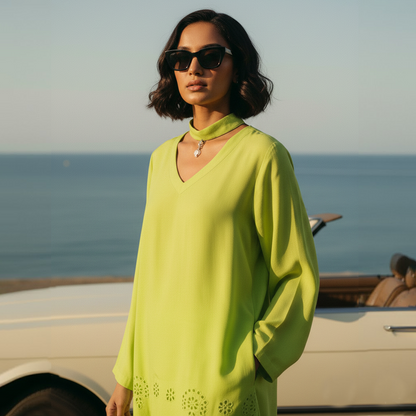 Apple Green Band Collar Co-ord Set