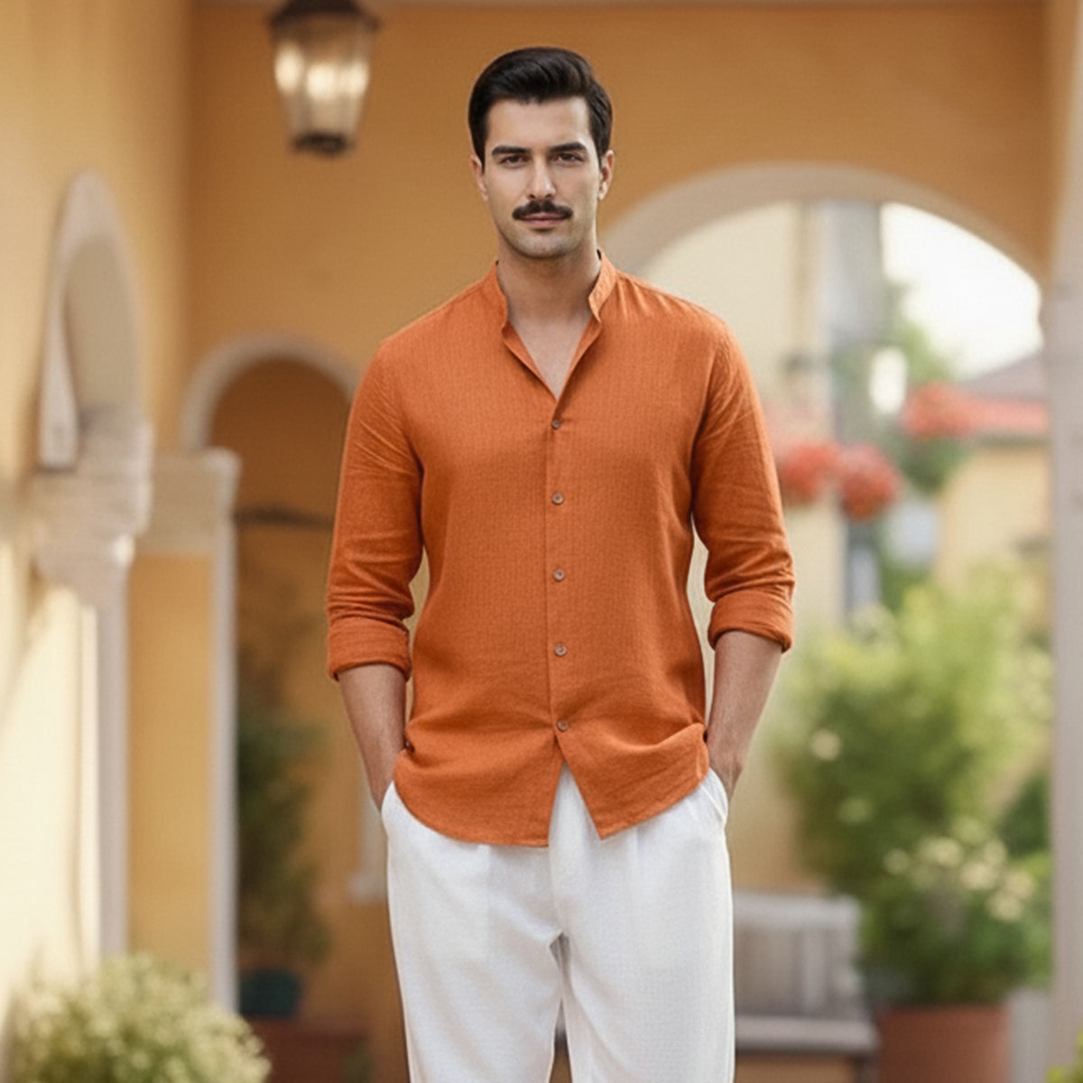 Basic Linen Rust Plain Shirt