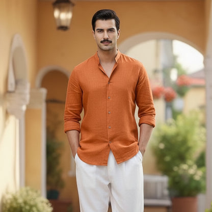 Basic Linen Rust Plain Shirt