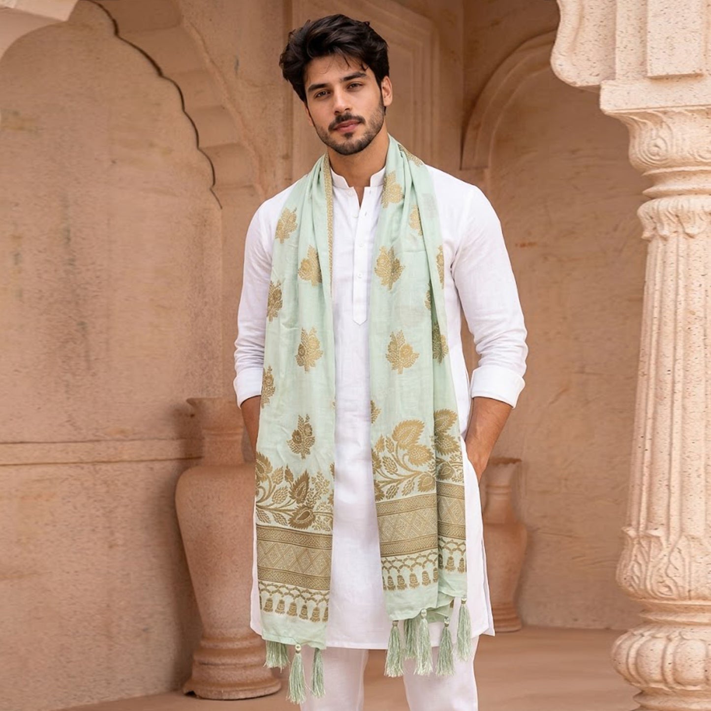 Basic Masoori Light Green Stole