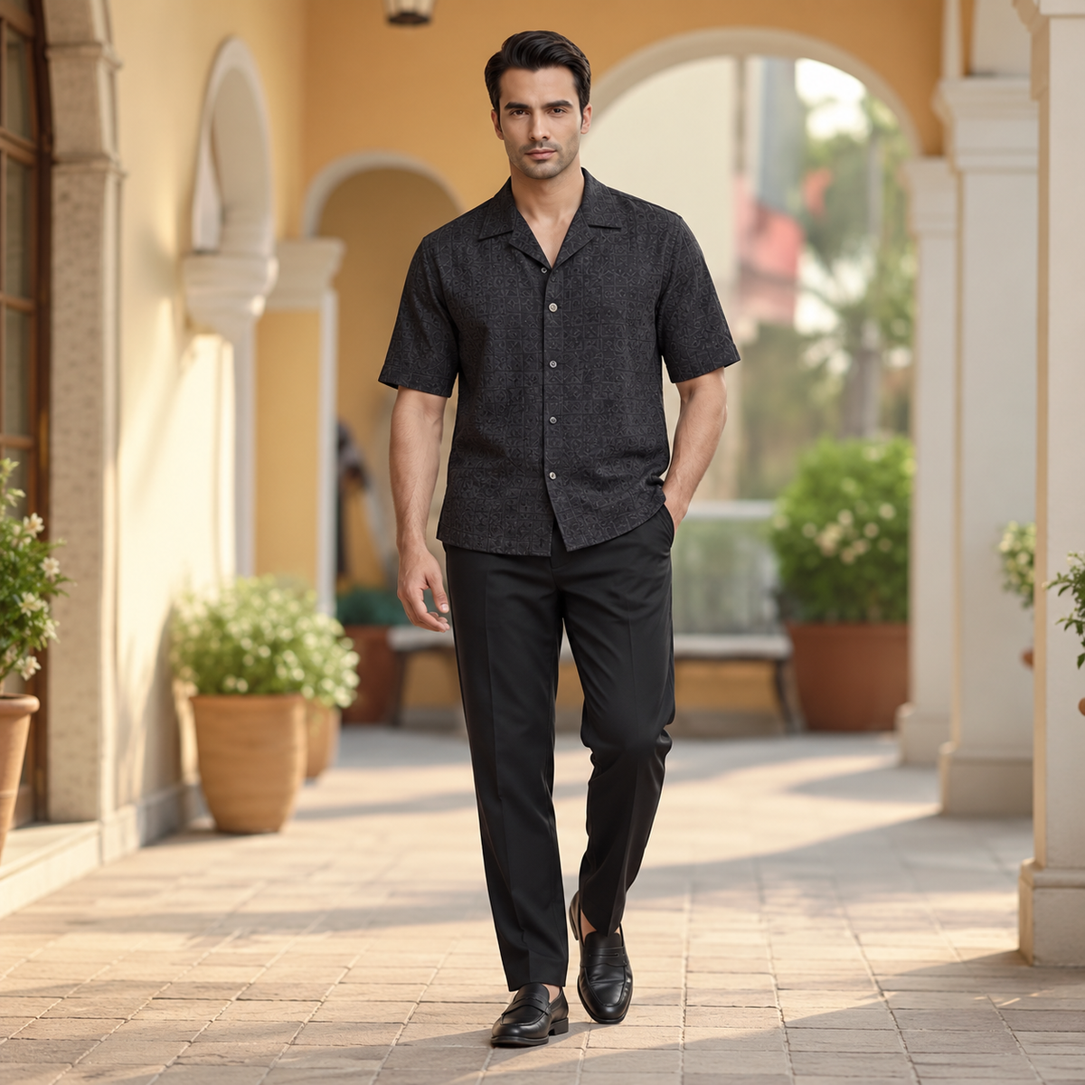 Men's Black Chikankari Cotton Shirt