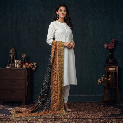 Black Masori Jamawar Chunri Emb shawl