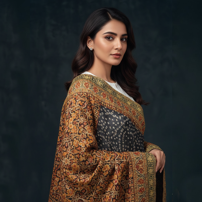 Black Masori Jamawar Chunri Emb shawl