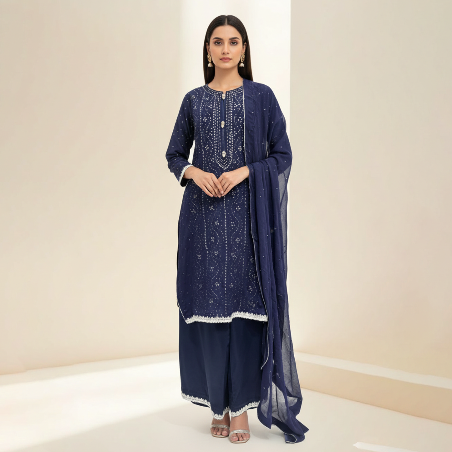 Blue Kamdani 3 Pc Dress
