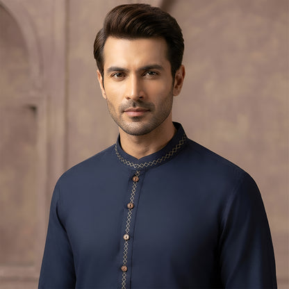 Classic Fit Outer Space Band Collar Emb Suit
