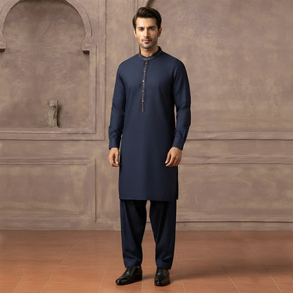 Classic Fit Outer Space Band Collar Emb Suit