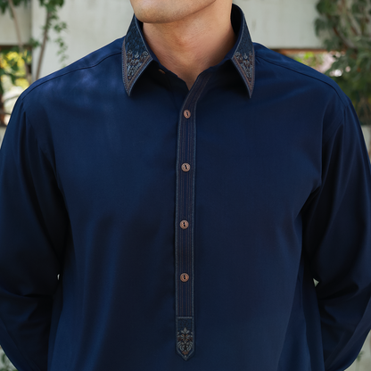 Classic Fit Outer Space Emb Shirt Collar Suit