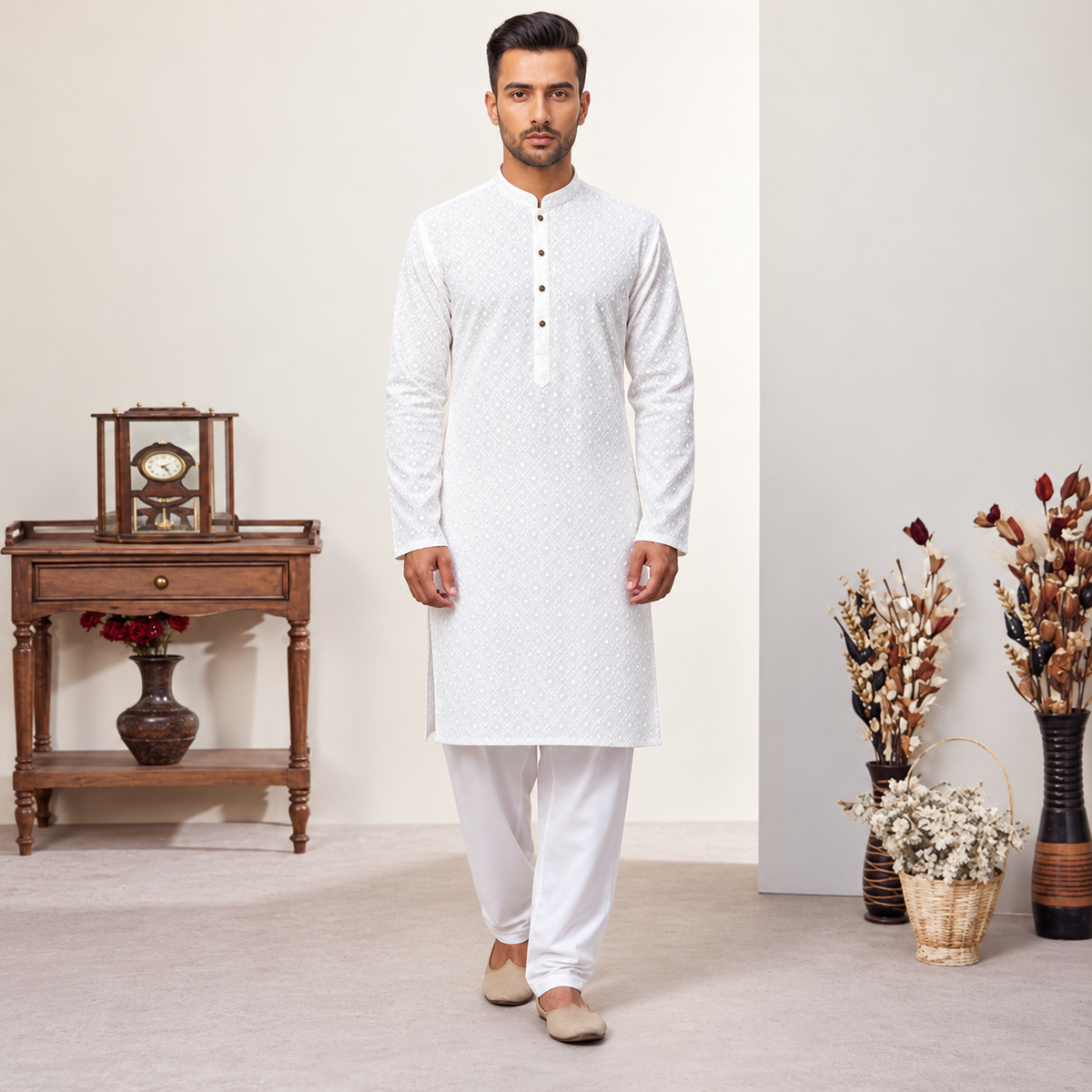 Cloud Dancer Cotton Kurta Slim Fit