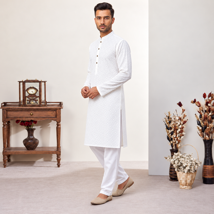 Cloud Dancer Cotton Kurta Slim Fit