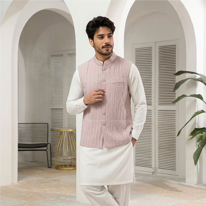 Crushed Raw Silk Violet Ice Waistcoat
