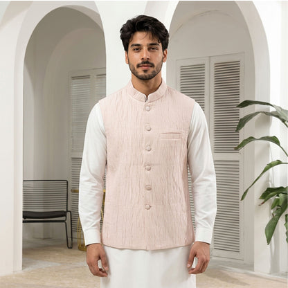 Crushed Raw Silk Cloud Pink Waistcoat