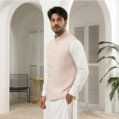 Crushed Raw Silk Cloud Pink Waistcoat