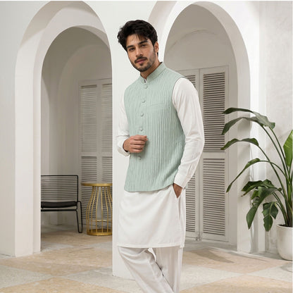 Crushed Raw Silk Frost Waistcoat