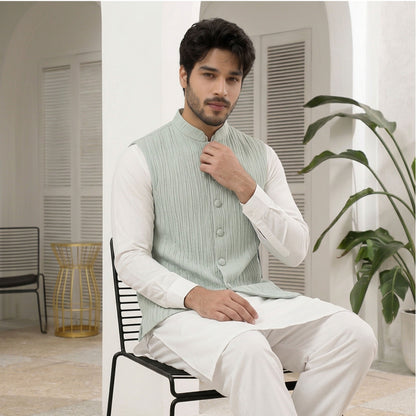 Crushed Raw Silk Frost Waistcoat