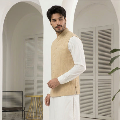 Crushed Raw Silk Sea Mist Waistcoat