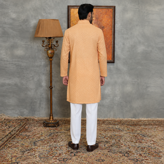 Dark Yellow Cotton Long Kurta