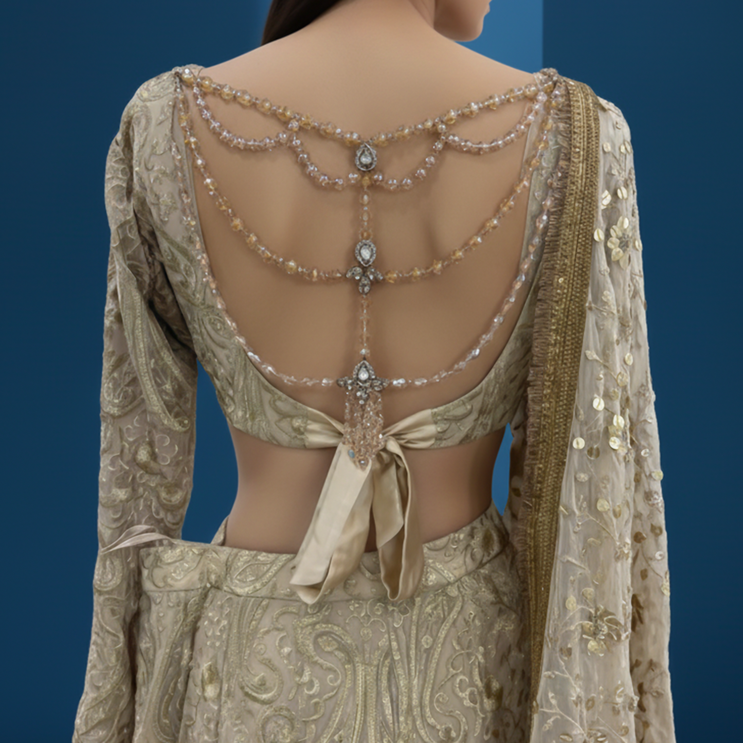 Dull Gold Lehenga Choli 3 Pc