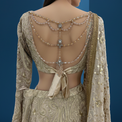 Dull Gold Lehenga Choli 3 Pc