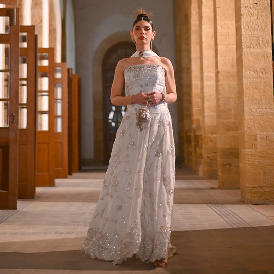 Elsa Ivory Corset and Lehenga Couture Set