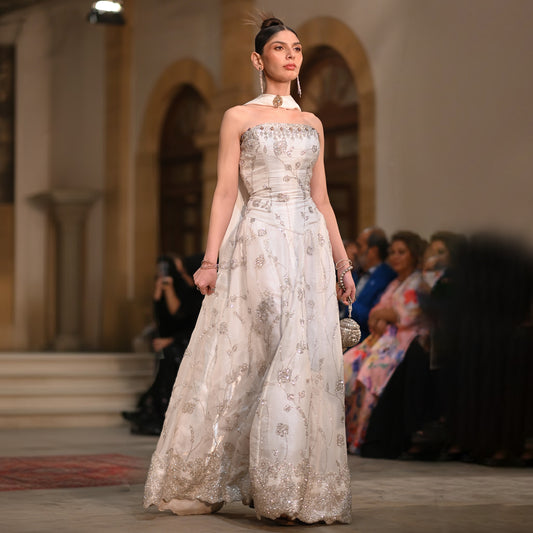 Elsa Ivory Corset and Lehenga Couture Set