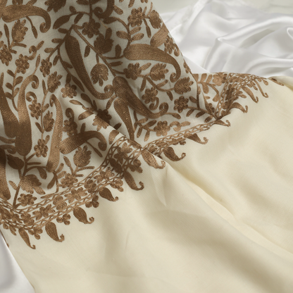 Embroidered Beige Winter Shawl