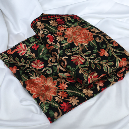 Embroidered Black Winter Shawl