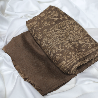 Embroidered Brown Winter Shawl