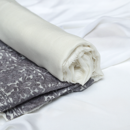 Embroidered Off White Winter Shawl