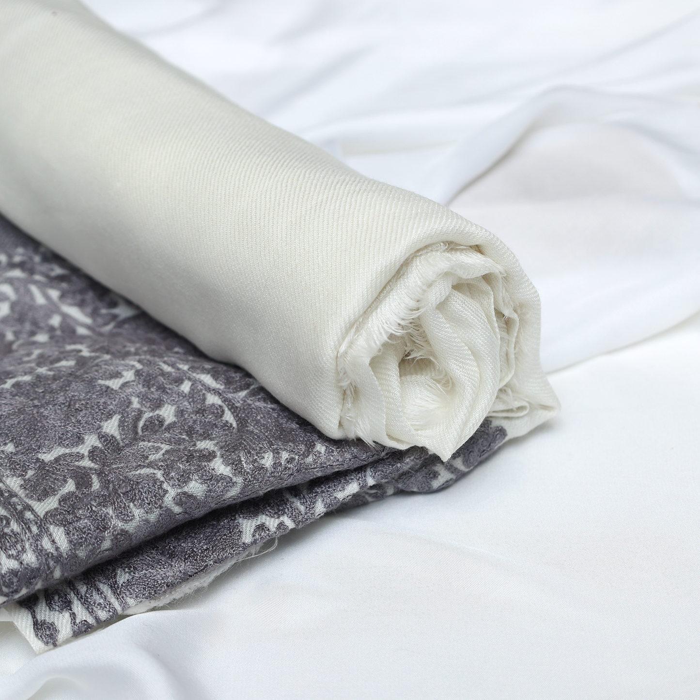 Embroidered Off White Winter Shawl