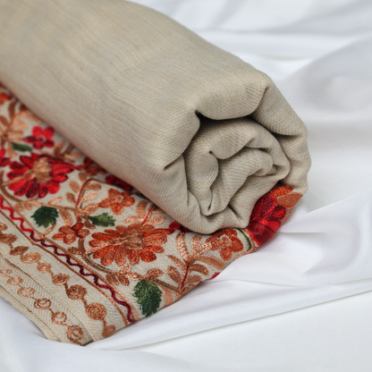 Embroidered Cream Winter Shawl
