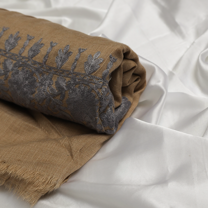 Embroidered Beige Winter Shawl