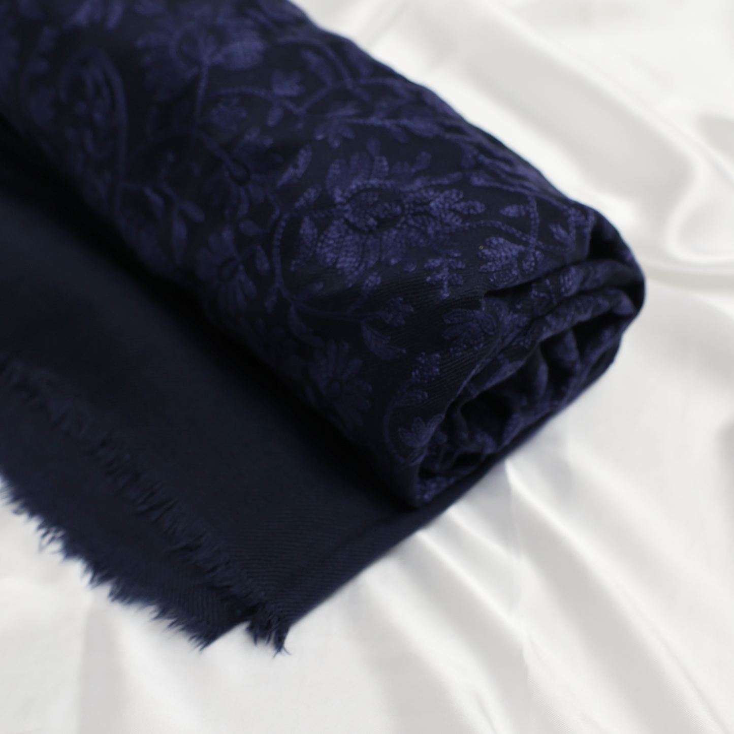 Embroidered Blue Winter Shawl