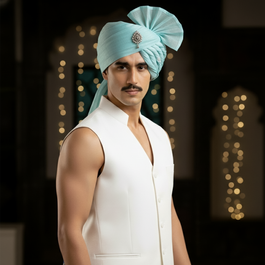 Traditional Organza Pool Green Turban