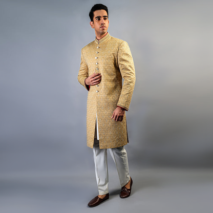 Premium Satin New Wheat Embroidered Sherwani
