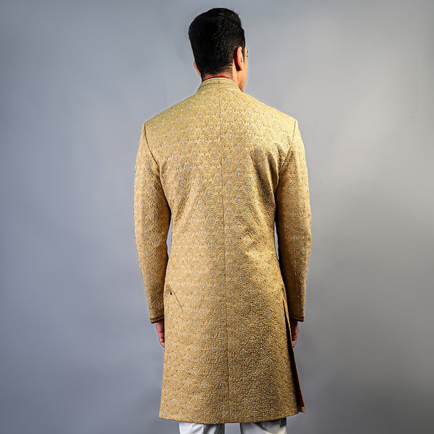 Premium Satin New Wheat Embroidered Sherwani