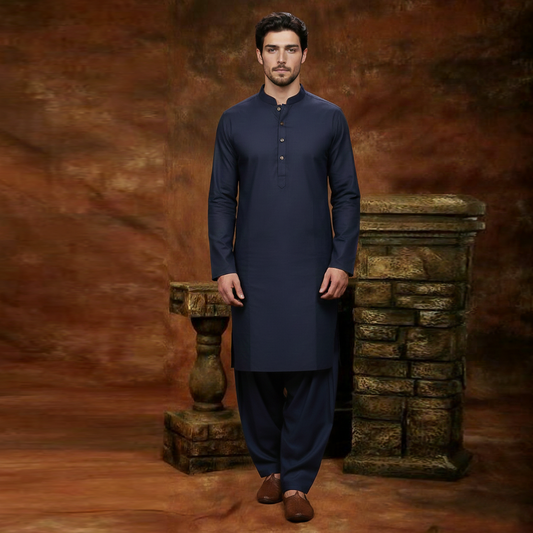 Classic Fit Outer Space Band collar Plain Suit