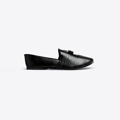 Basic Leather Pirate Black Cut Shoes