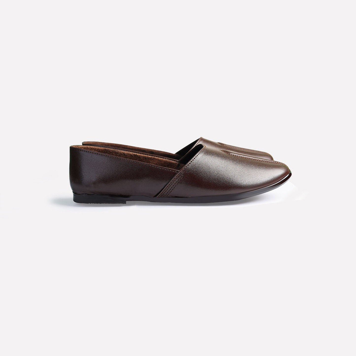 Basic Leather Chocolate Brown Cut Shoes