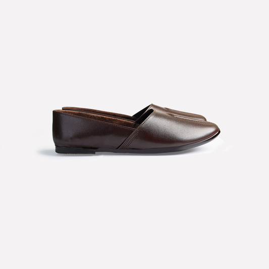 Basic Leather Chocolate Brown Cut Shoes