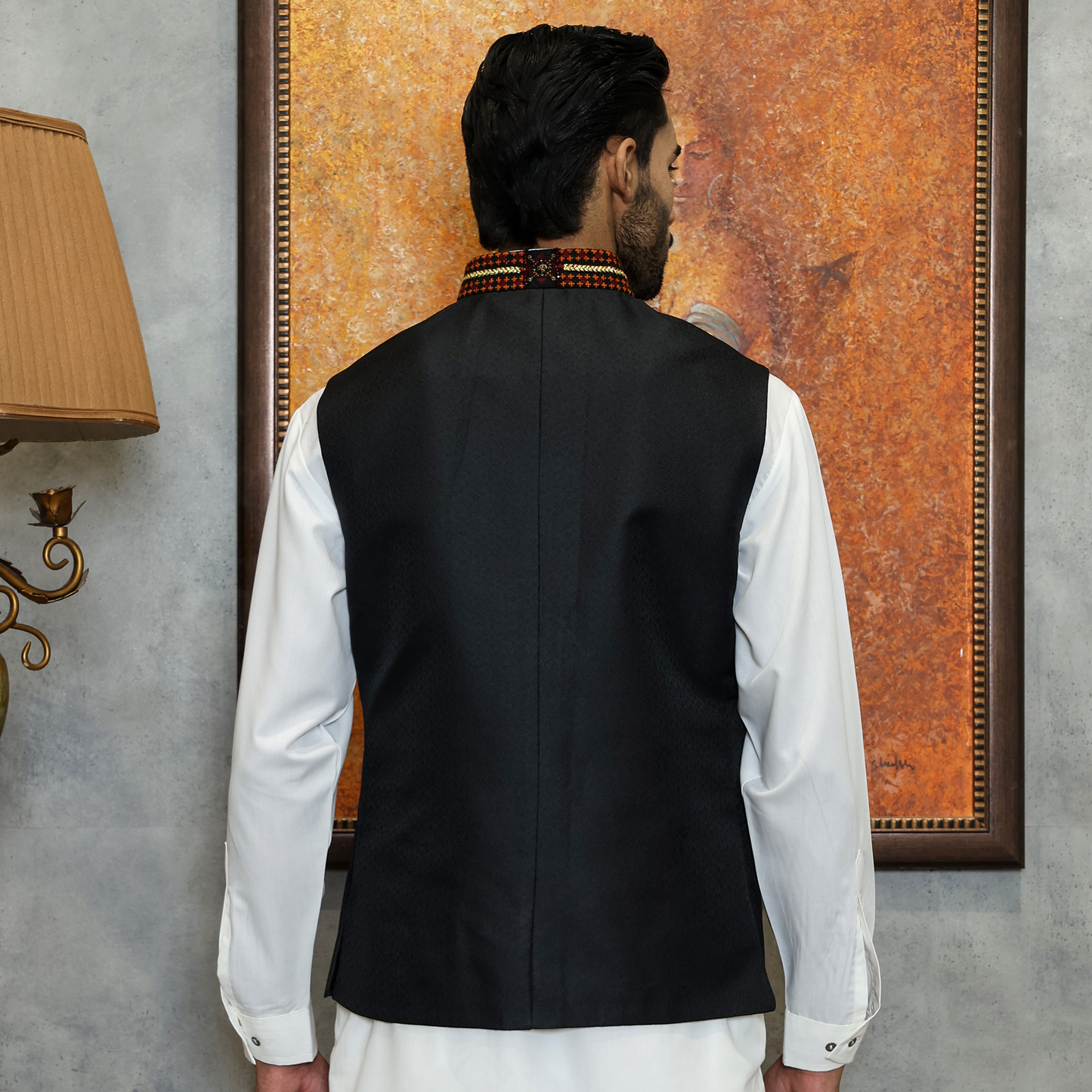 Premium Jamawar Tap Shoe Traditional Waistcoat