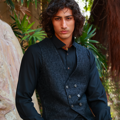 Zari Karandi Jamawar Tap Shoe V-Neck Waistcoat