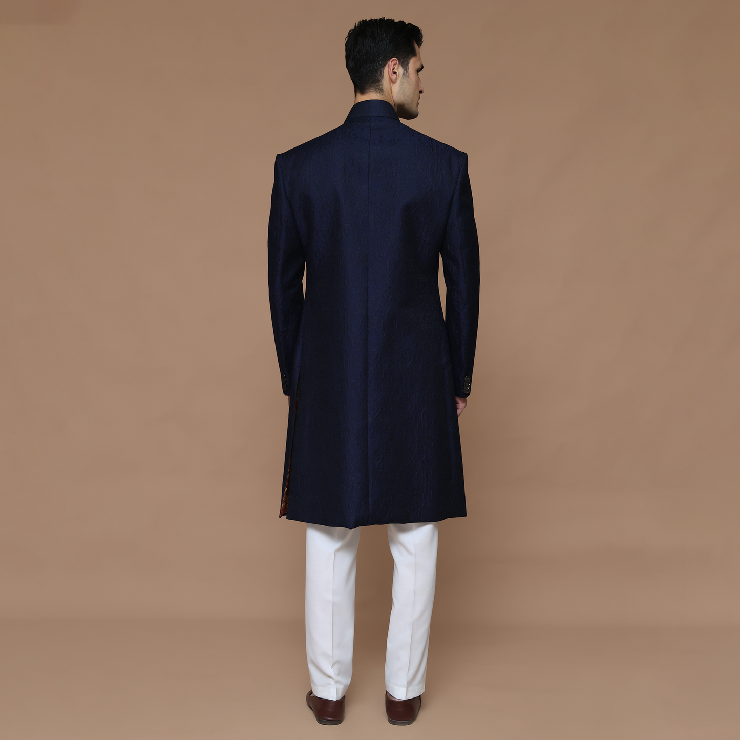 ZARI JAMAWAR NAVY SHERWANI