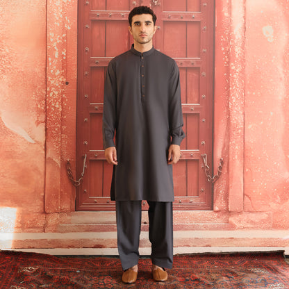 Poly Viscose Asphalt Classic Fit Plain Suit