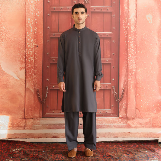 Poly Viscose Asphalt Classic Fit Plain Suit