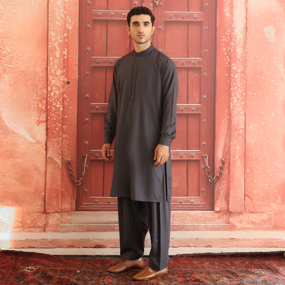 Poly Viscose Asphalt Classic Fit Plain Suit