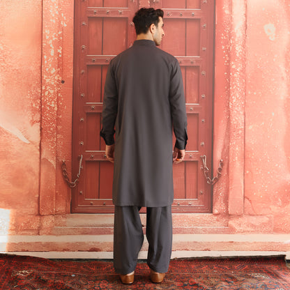 Poly Viscose Asphalt Classic Fit Plain Suit