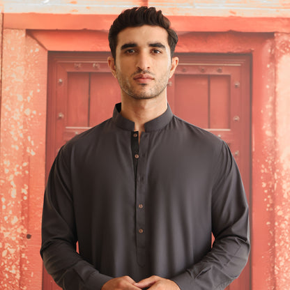 Poly Viscose Asphalt Classic Fit Plain Suit