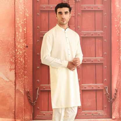 Poly Viscose Vanilla Ice Slim Fit Plain Suit