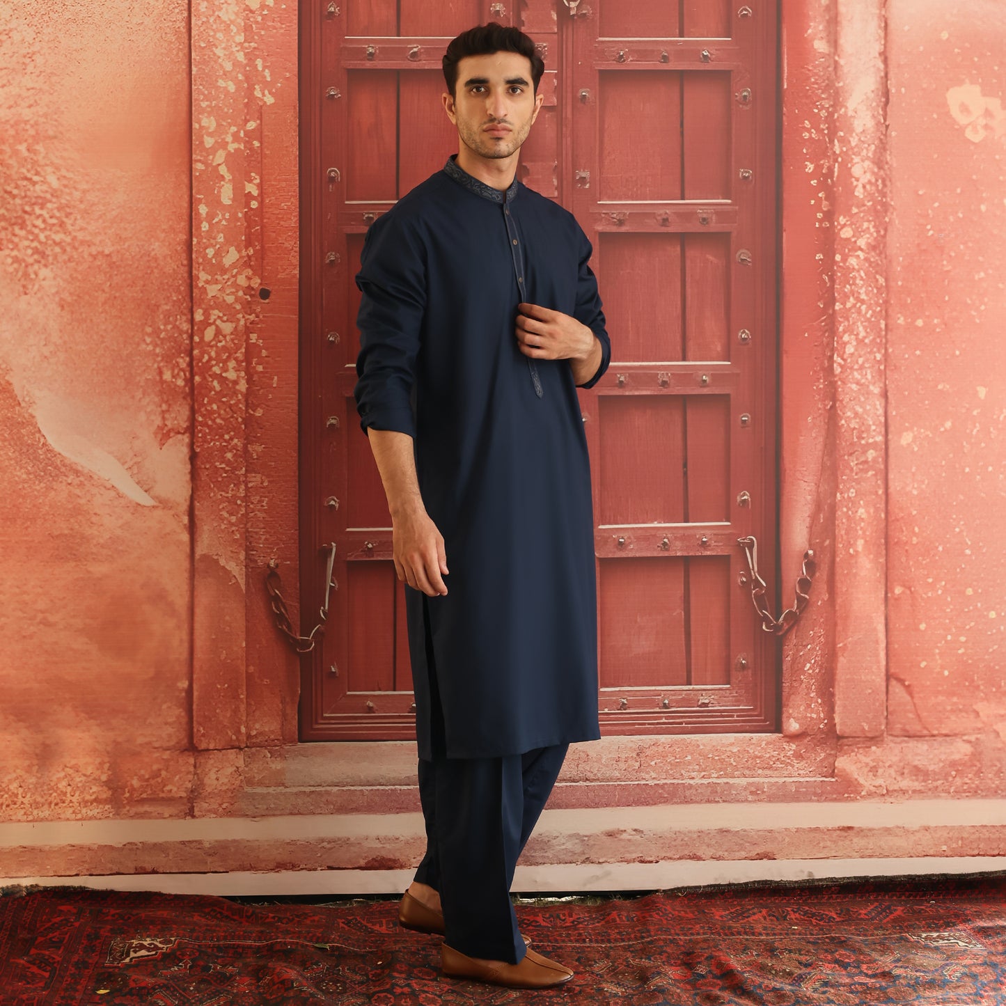 Poly Viscose Moonlit Ocean Classic Fit EMBROIDERED Suit