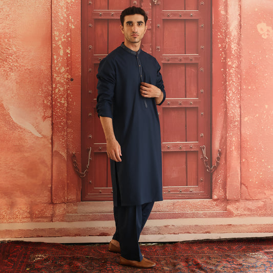 Poly Viscose Moonlit Ocean Classic Fit EMBROIDERED Suit